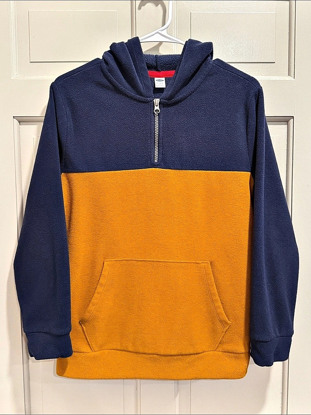 Old Navy Boys Stretch Fleece Colorblock Quarter-Zip Hoodie Blue & Orange Boys XL